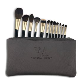   Victoria MakeUp - Vegán sminkecset készlet 12 darabos kozmetikai táskával