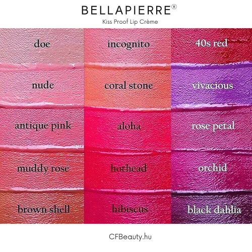 Bellapierre - Kiss Proof Lip Crème ásványi folyékony rúzs - Hibiscus